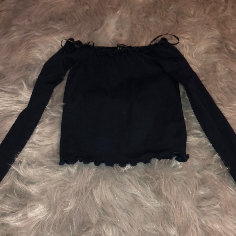 Dark Blue Off the Shoulder Top